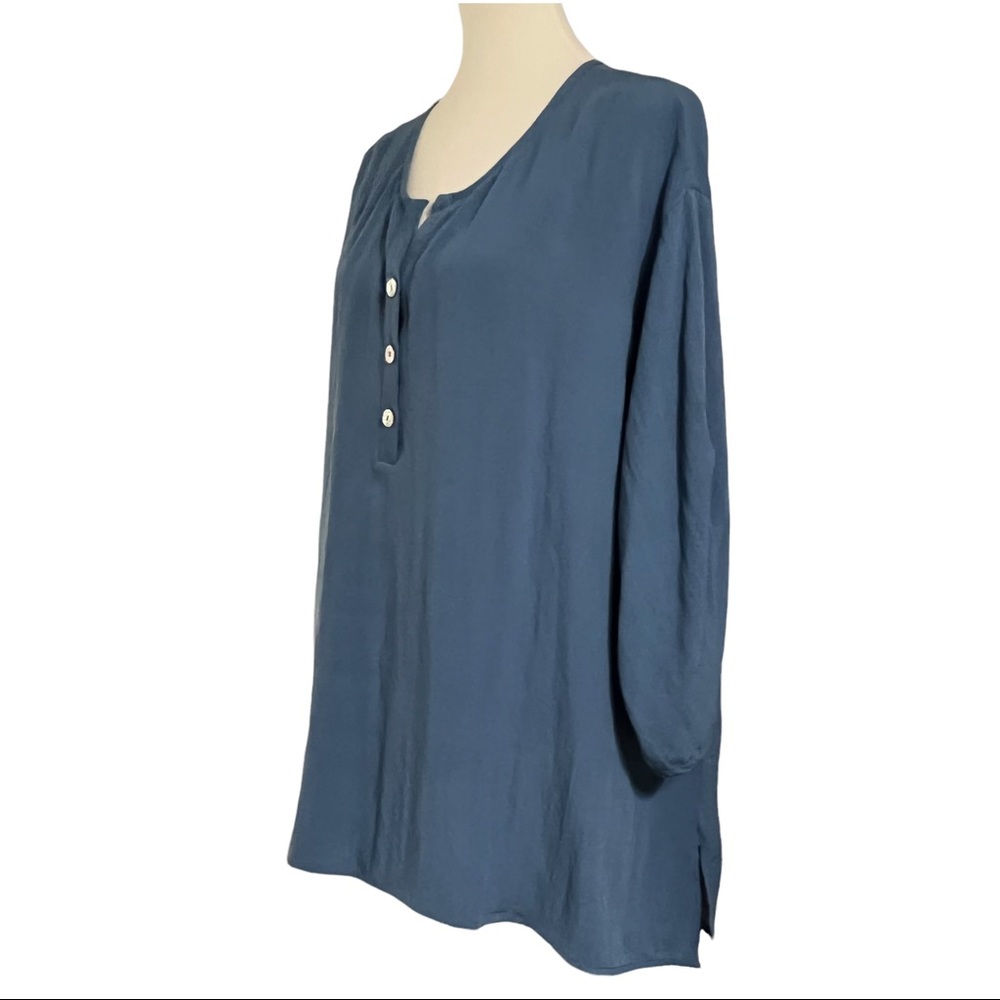 Soft Surroundings Blue Tunic Top with Button Placket - Picture 3 of 10